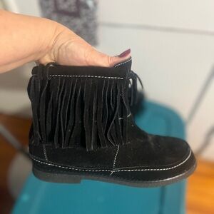 Kids Black Fringe Boots